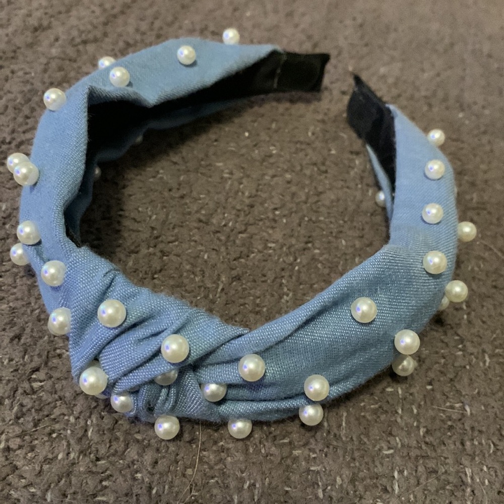 Denim and Pearl Chambray Headband